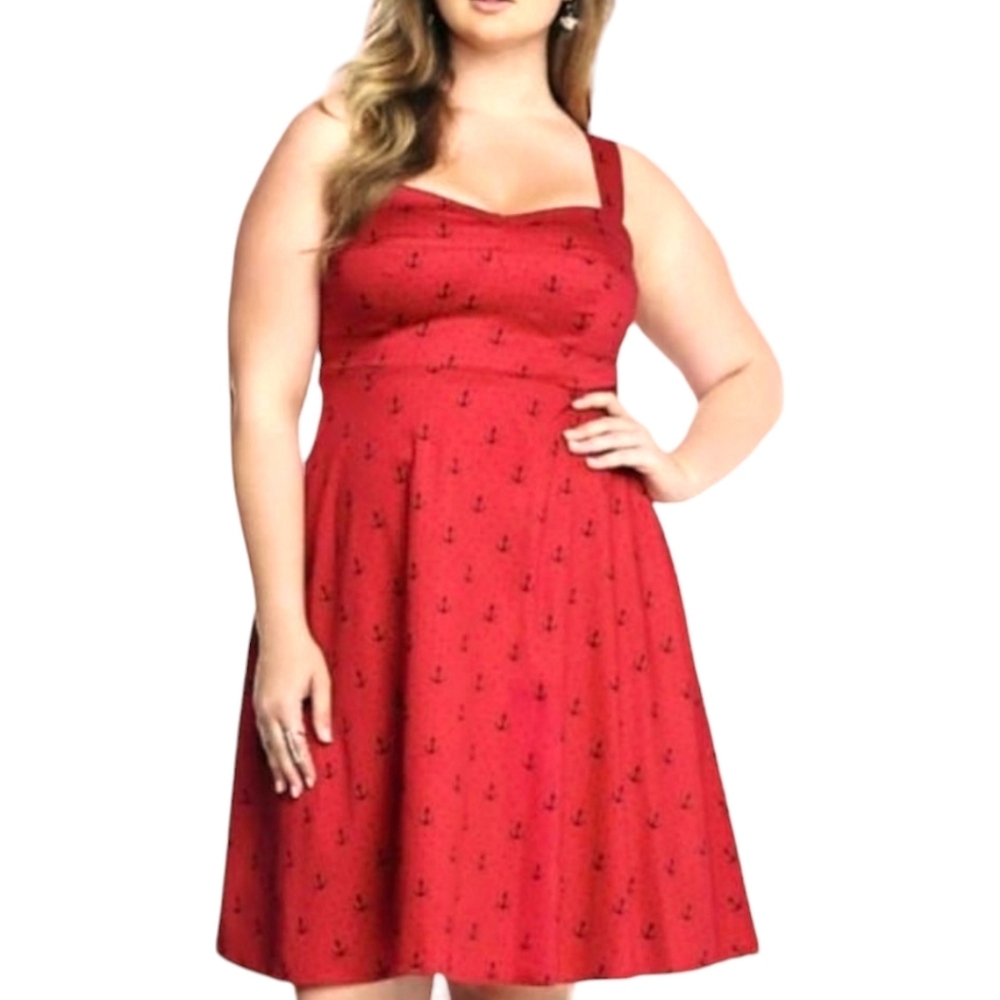 Torrid Red Anchor Print Midi Dress